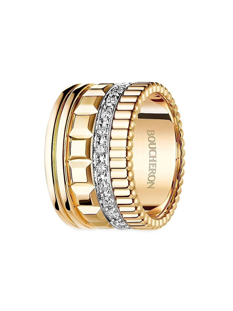 Unisex Quatre Radiant Edition Two-Tone 18K Gold & 0.51 TCW Diamond Ring