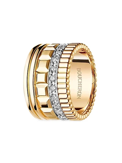 Unisex Quatre Radiant Edition Two-Tone 18K Gold & 0.51 TCW Diamond Ring