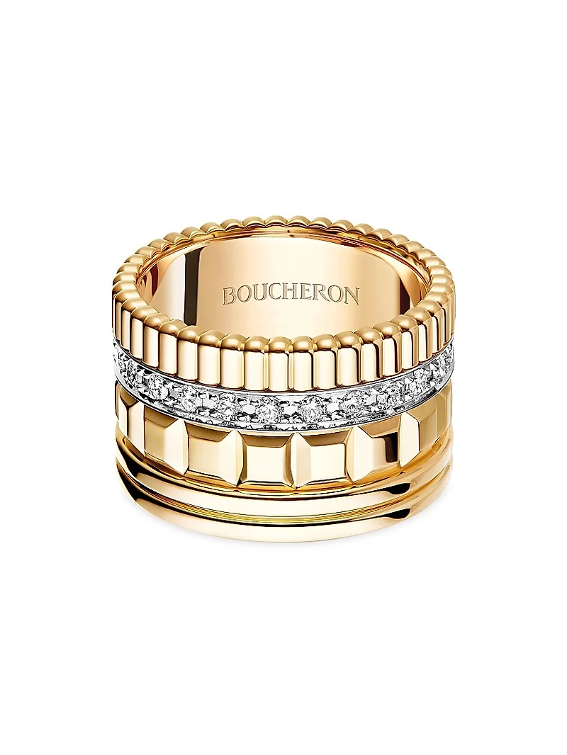 Unisex Quatre Radiant Edition Two-Tone 18K Gold & 0.51 TCW Diamond Ring