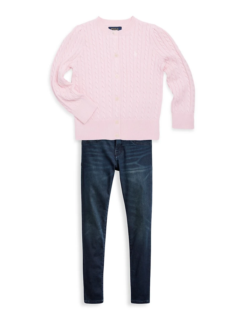 Little Girl's & Aubrie Denim Leggings