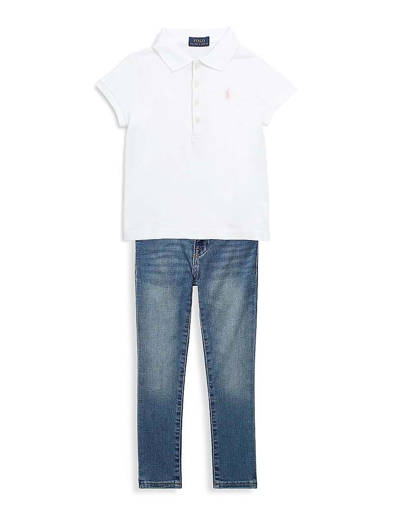 Little Girl's & Aubrie Denim Leggings