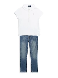 Little Girl's & Aubrie Denim Leggings