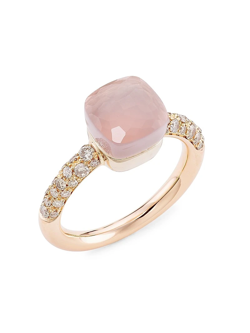 Nudo 18K Rose Gold & White Gold, Quartz Diamond Petite Square Ring