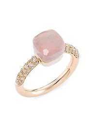 Nudo 18K Rose Gold & White Gold, Quartz Diamond Petite Square Ring