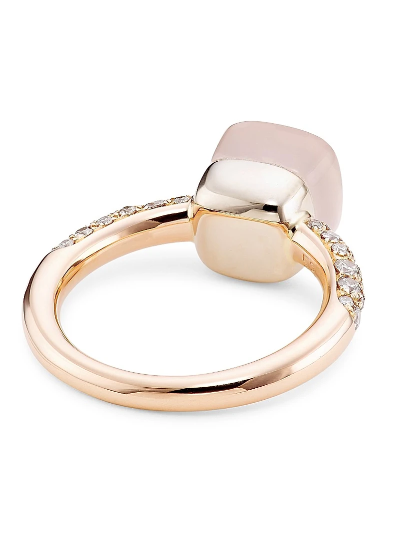 Nudo 18K Rose Gold & White Gold, Quartz Diamond Petite Square Ring