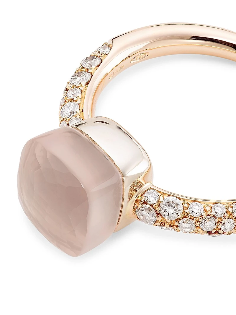 Nudo 18K Rose Gold & White Gold, Quartz Diamond Petite Square Ring