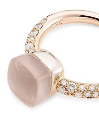 Nudo 18K Rose Gold & White Gold, Quartz Diamond Petite Square Ring