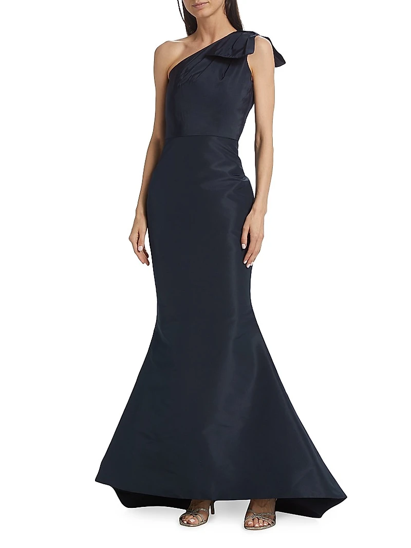 Silk Faille One-Shoulder Gown