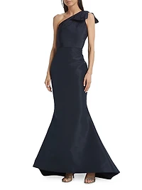 Silk Faille One-Shoulder Gown