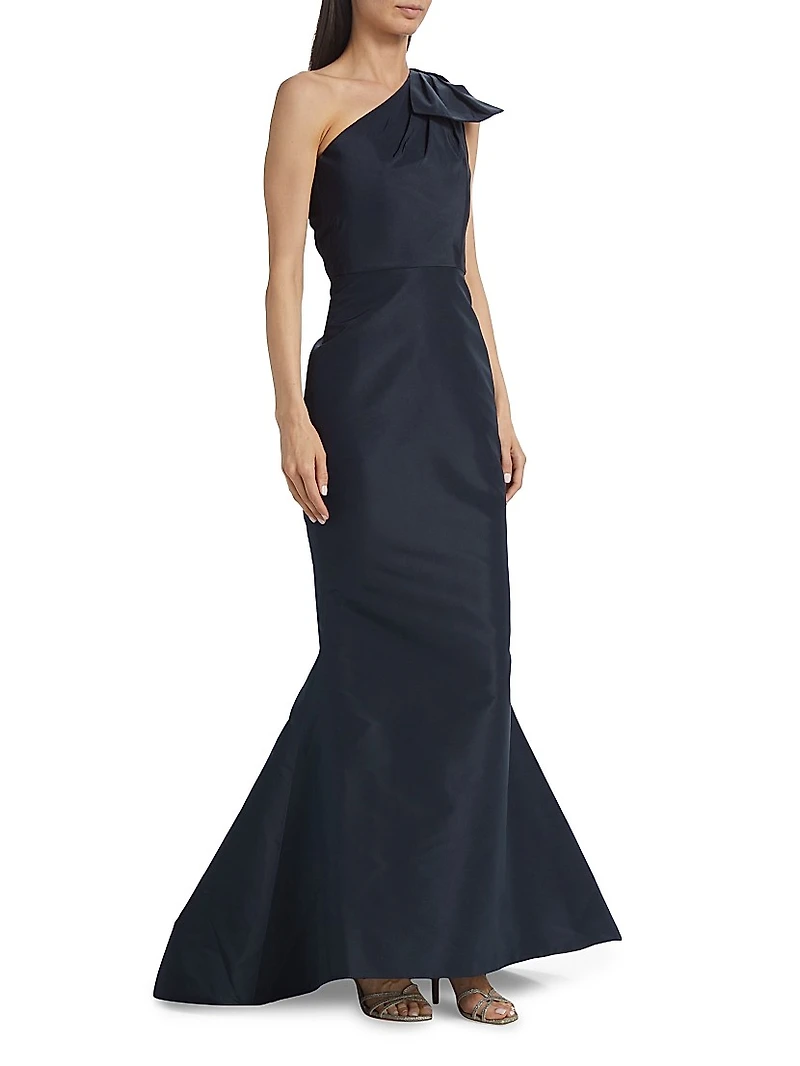 Silk Faille One-Shoulder Gown
