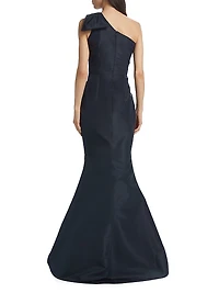 Silk Faille One-Shoulder Gown