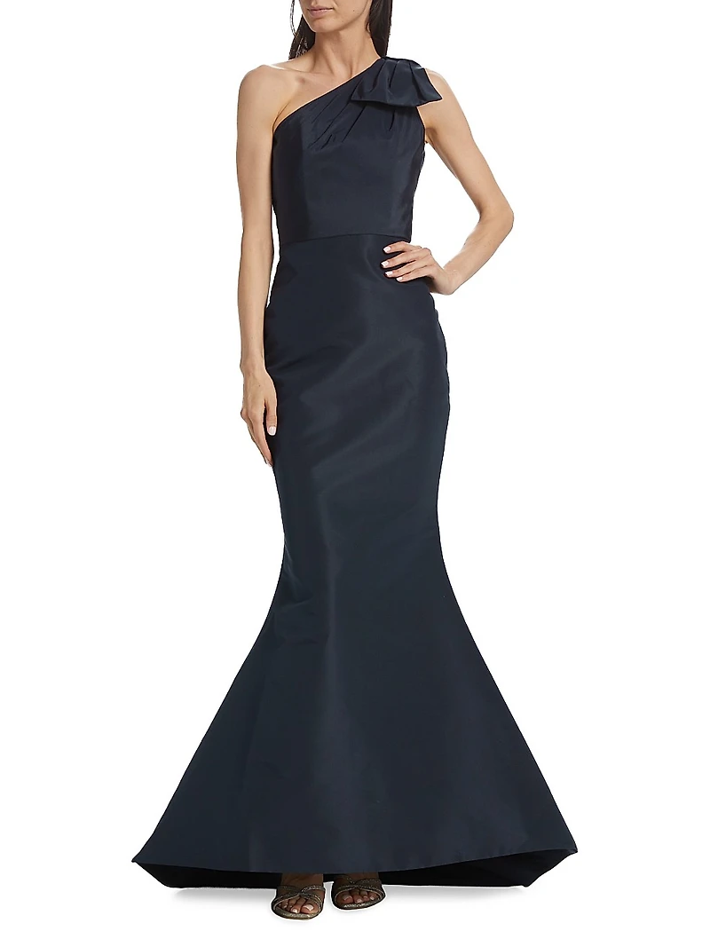 Silk Faille One-Shoulder Gown