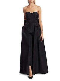 Convertible Bow-Embellished Silk Faille Jumpsuit