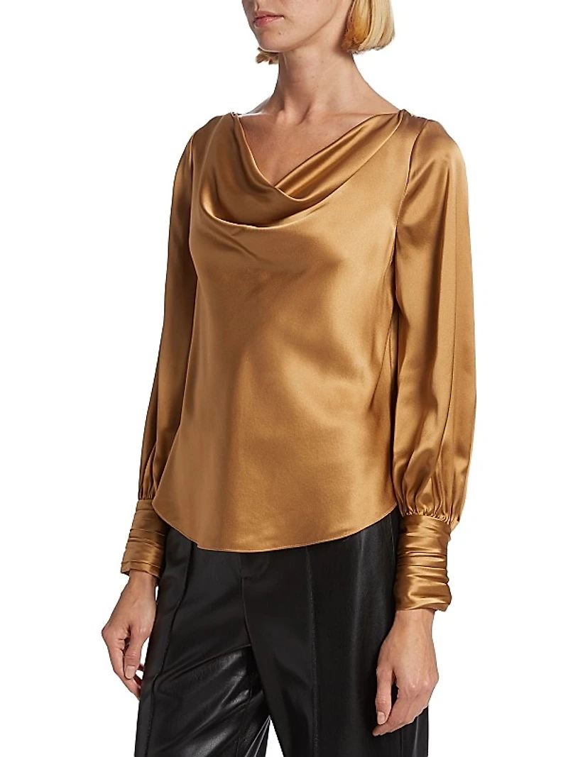 Taylee Cowlneck Silk Blouse