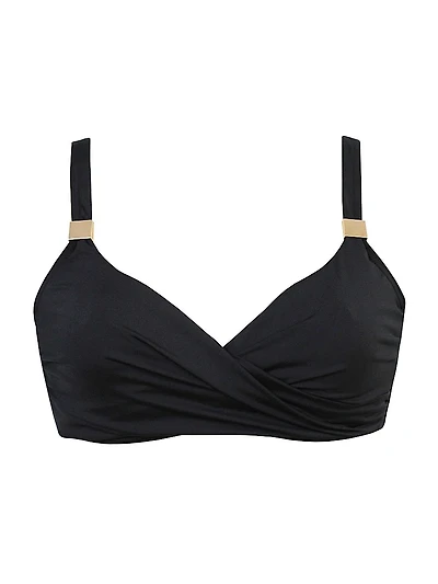 Surplice Shirred Bikini Top
