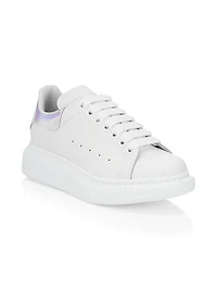 Women's Oversized Iridescent Logo Leather Sneakers