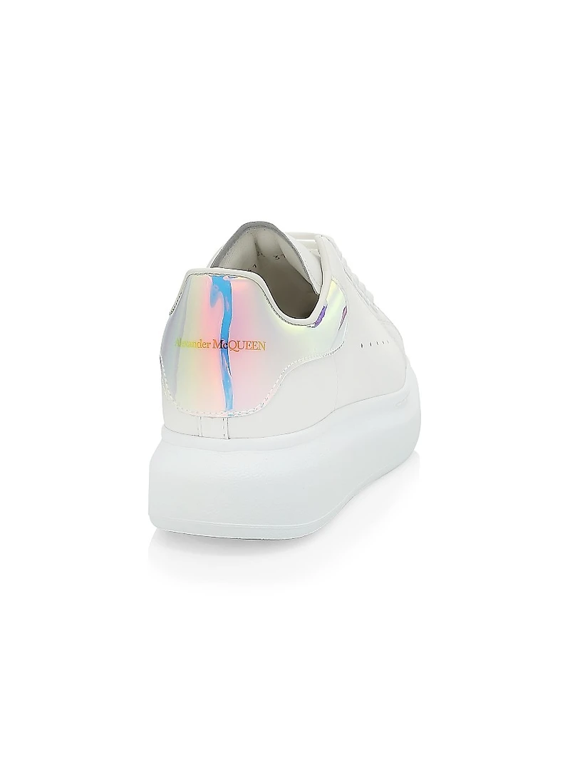 Women's Oversized Iridescent Logo Leather Sneakers