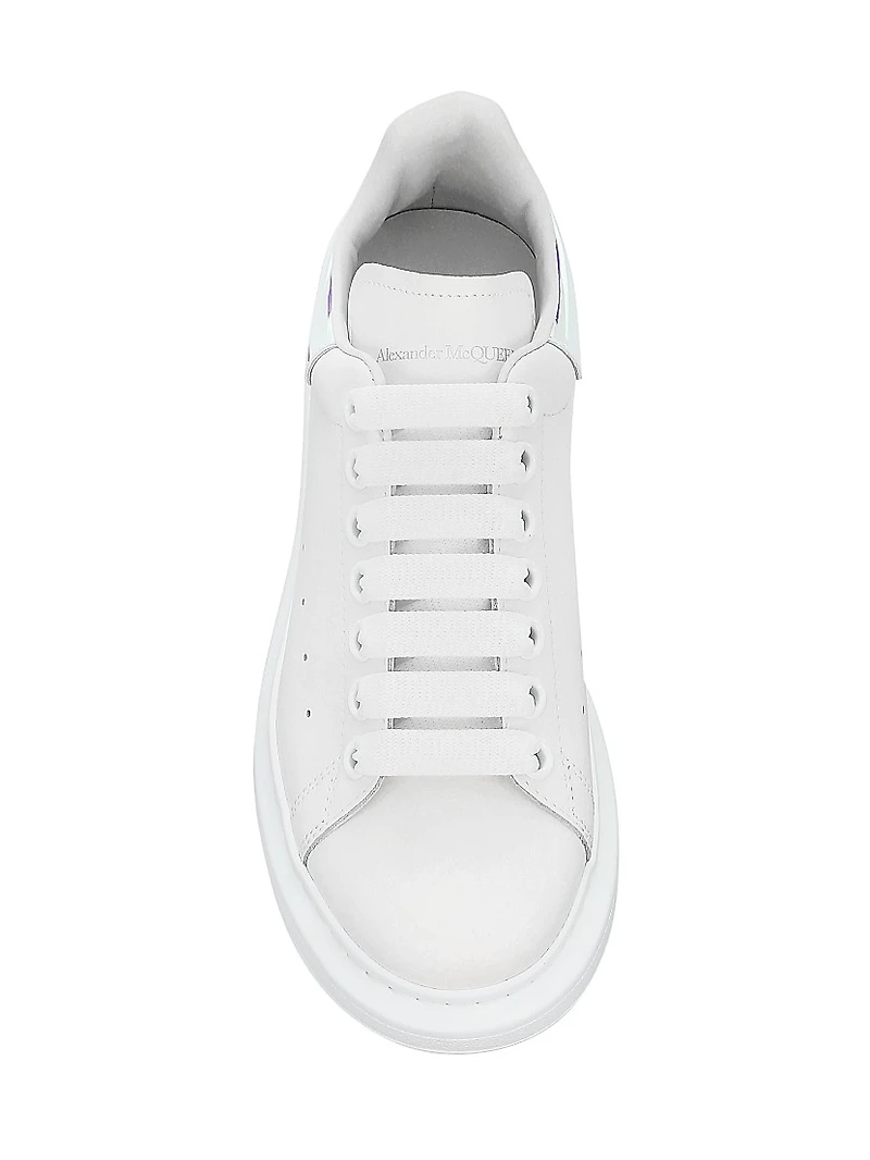 Women's Oversized Iridescent Logo Leather Sneakers