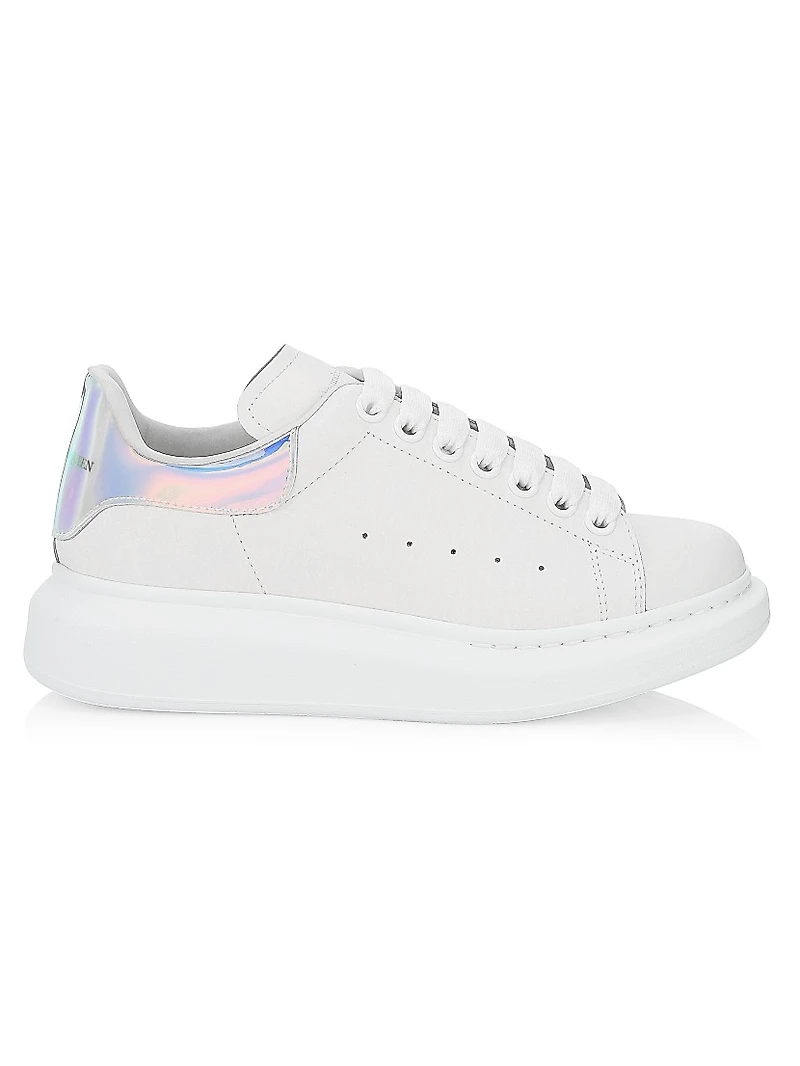 Women's Oversized Iridescent Logo Leather Sneakers
