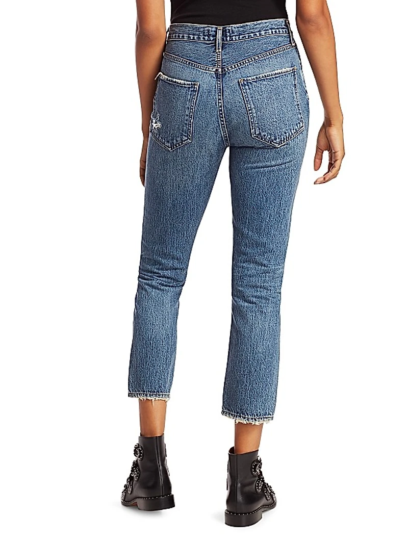 Riley Mid-Rise Straight-Leg Ankle Jeans