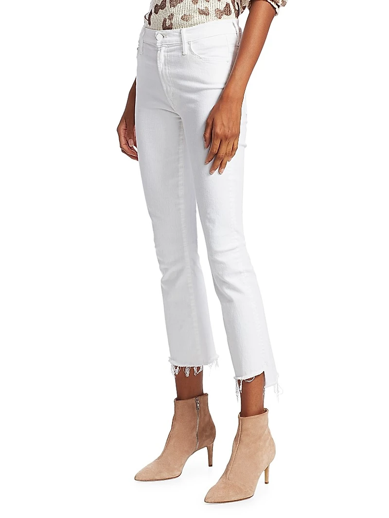 The Insider High-Rise Step Frayed-Hem Stretch Boot-Cut Jeans