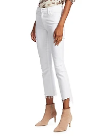 The Insider High-Rise Step Frayed-Hem Stretch Boot-Cut Jeans