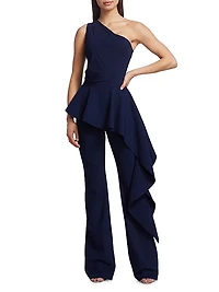 Kincso One-Shoulder Peplum Jumpsuit