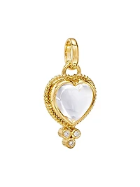 Florence86 18K Yellow Gold, Rock Crystal & Diamond Small Braided Heart Pendant