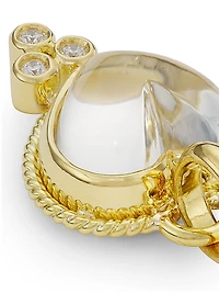 Florence86 18K Yellow Gold, Rock Crystal & Diamond Small Braided Heart Pendant