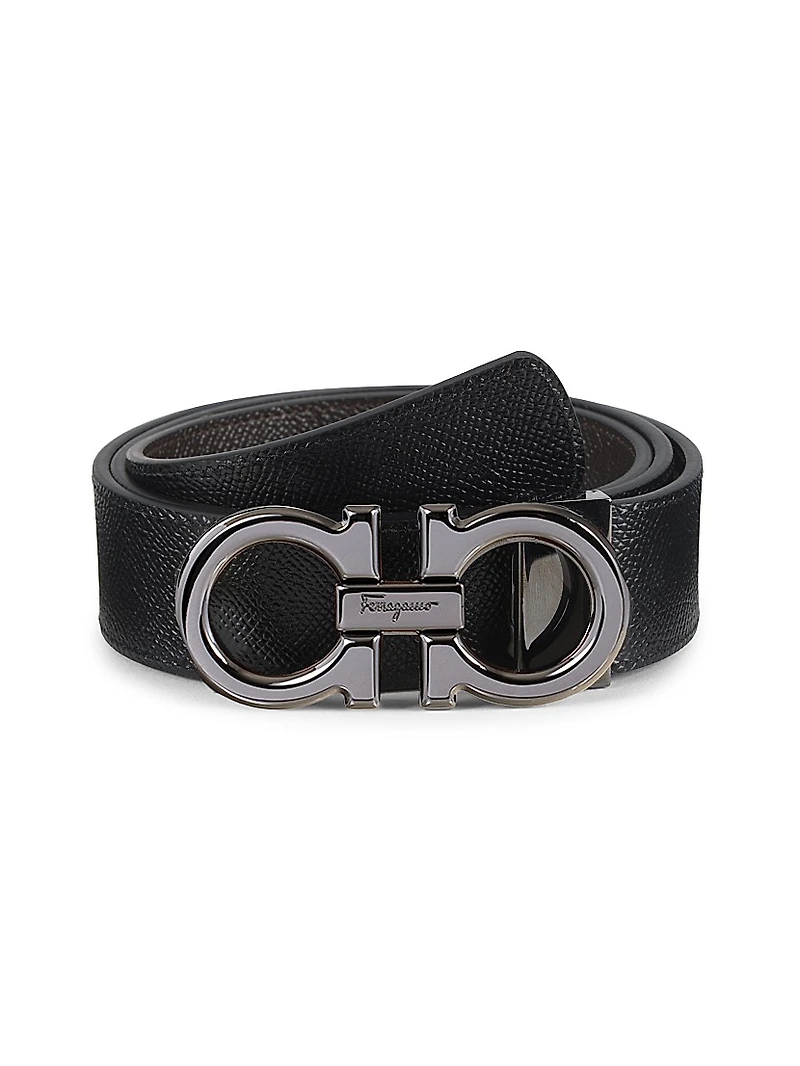 Gancini Adjustable Cut-to-Size Reversible Leather Belt