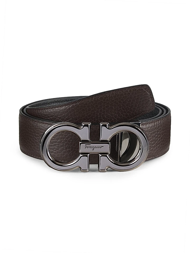 Double Gancini Buckle Adjustable Cut-to-Size Reversible Belt