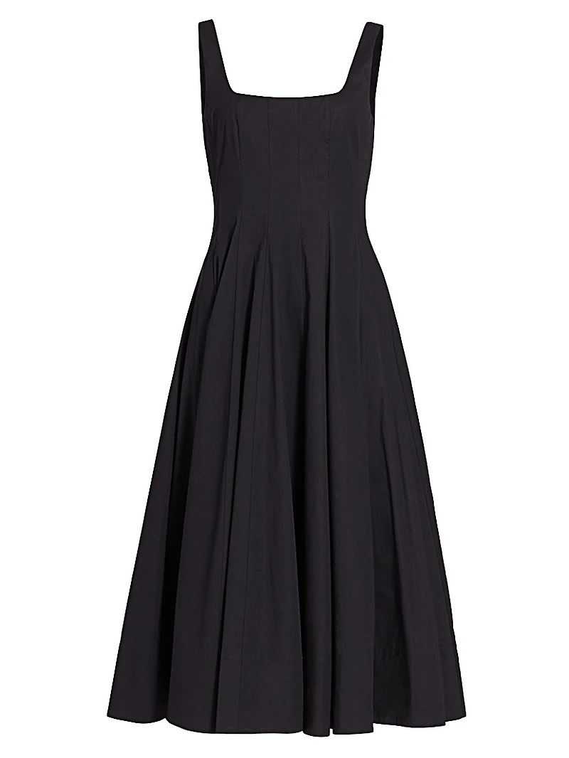 Wells Cotton Poplin A-Line Midi-Dress