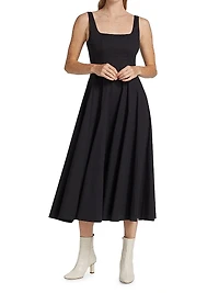 Wells Cotton Poplin A-Line Midi-Dress