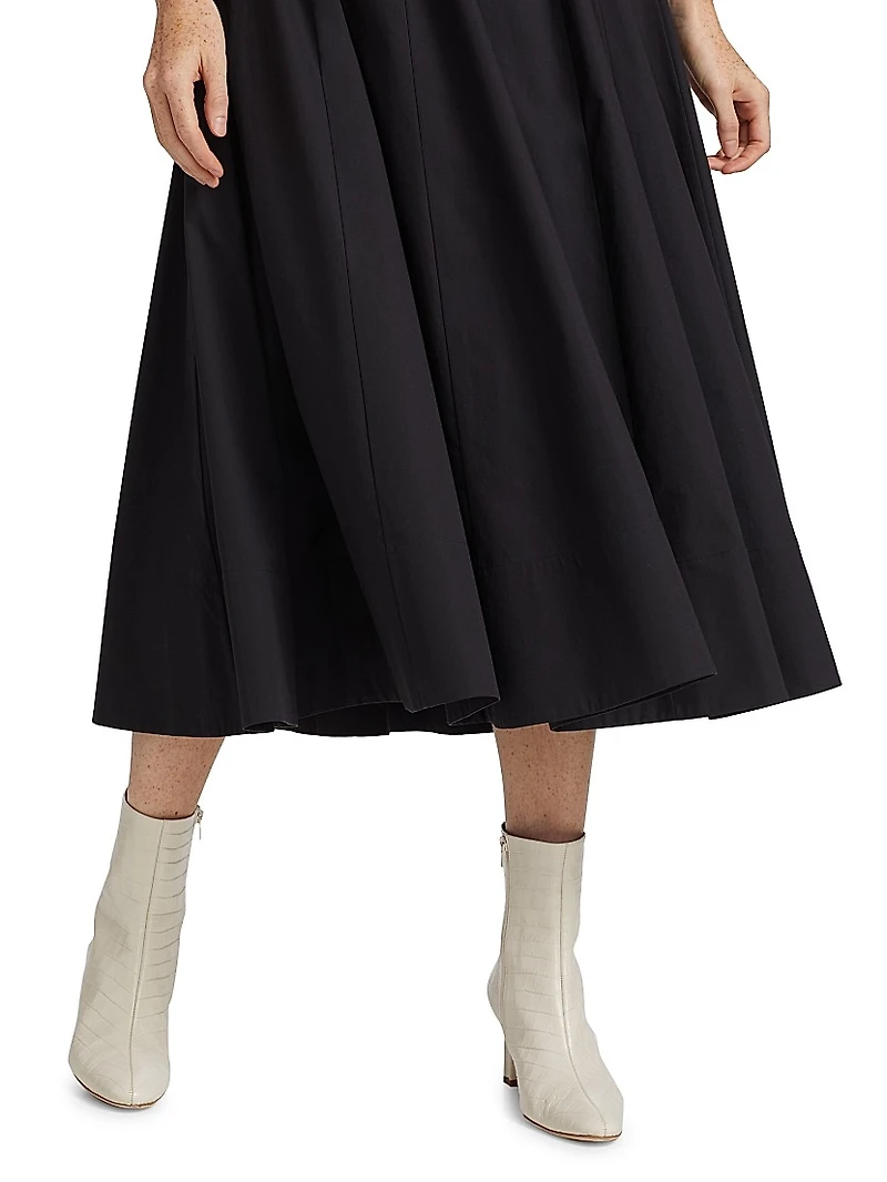 Wells Cotton Poplin A-Line Midi-Dress