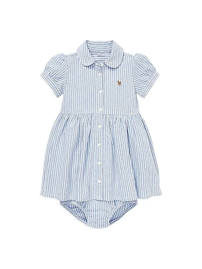 Baby Girl's 2-Piece Oxford Shirtdress & Bloomers Set