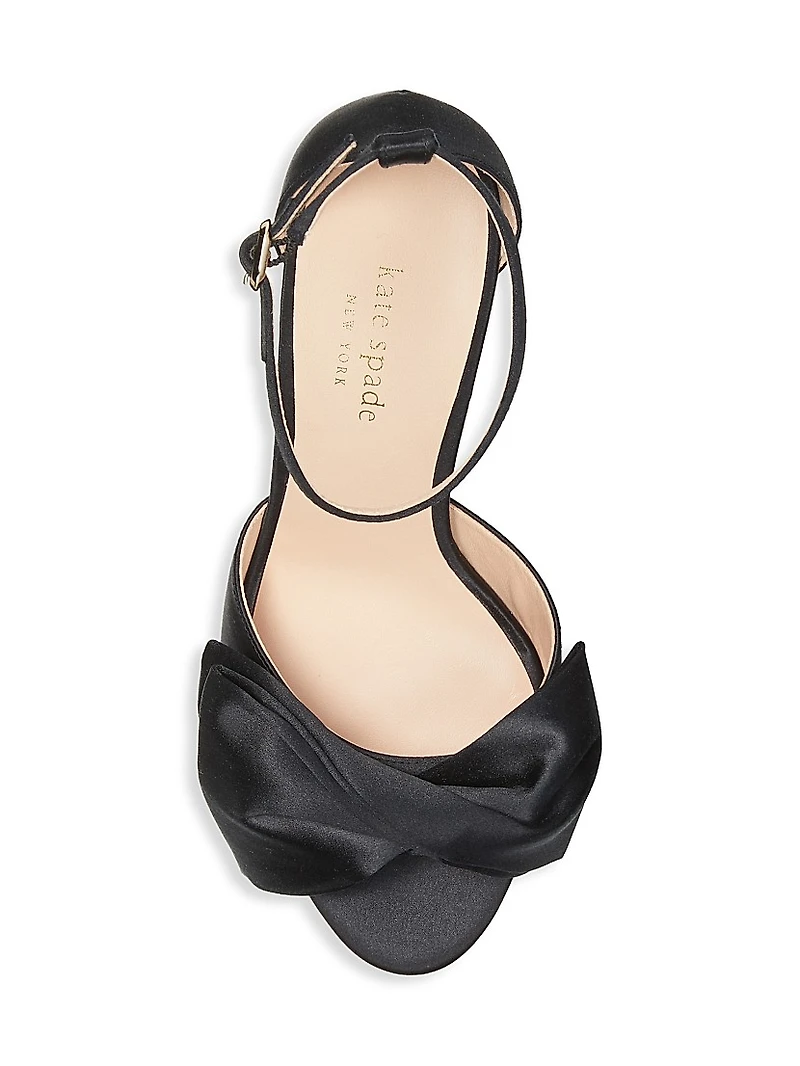 Bridal Bow Satin Platform Sandals