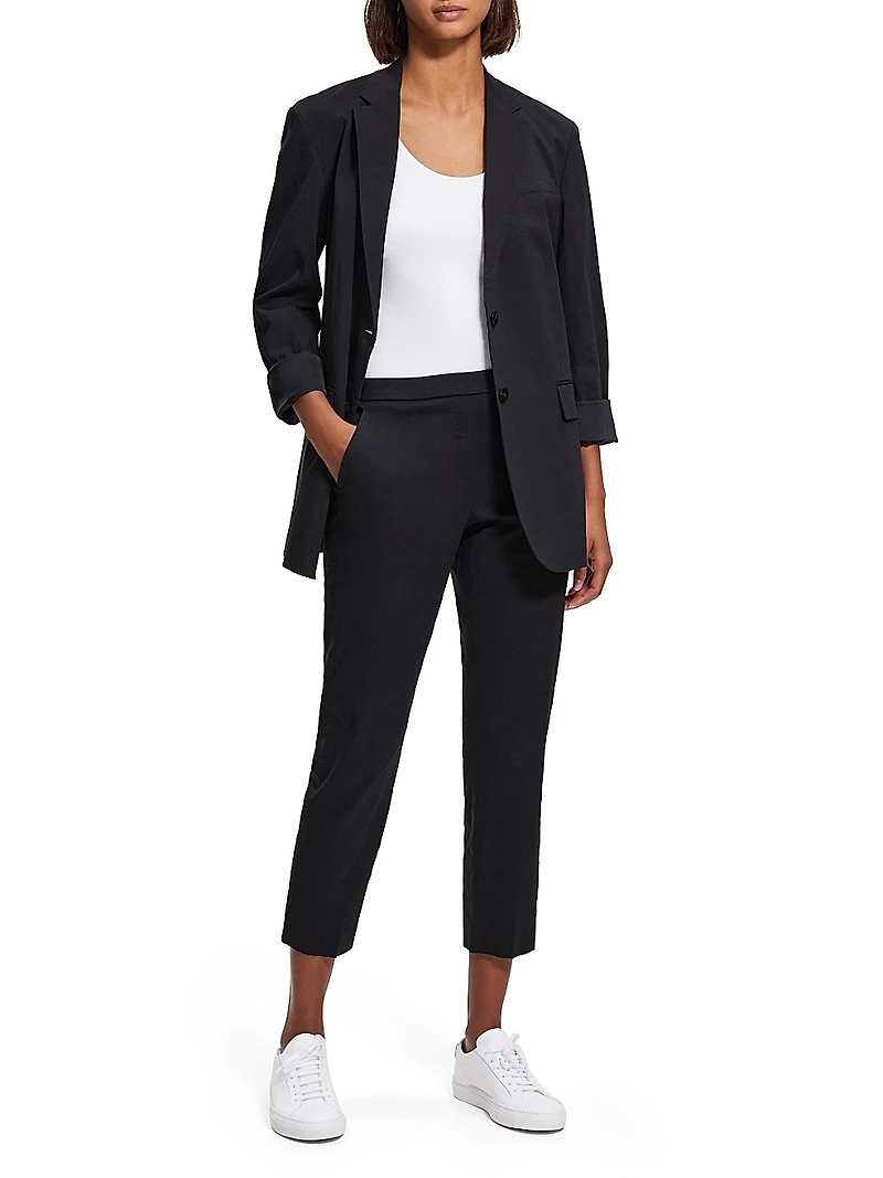 Treeca Linen Pull-On Crop Pants