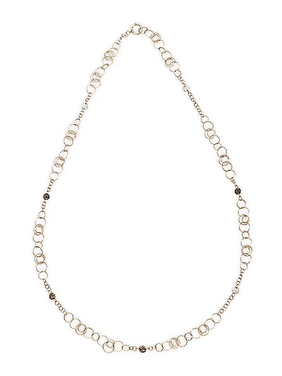 Sabbia 18K Rose Gold, Black Diamond, Brown Diamond & White Diamond Link Necklace
