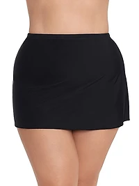Plus Solid Skirted Swim Bottom