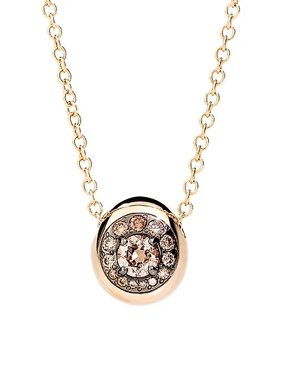 Nuvola 18K Rose Gold & Brown Diamond Round Pendant Necklace