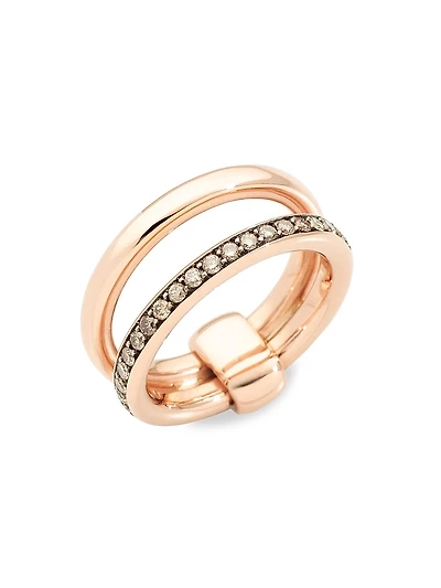 Iconica 18K Rose Gold & Brown Diamond Stack Ring