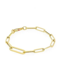 18K Yellow Gold Oval Paper Clip Chain Bracelet