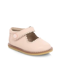 Baby Girl's Scallop Leather Mary Jane Flats