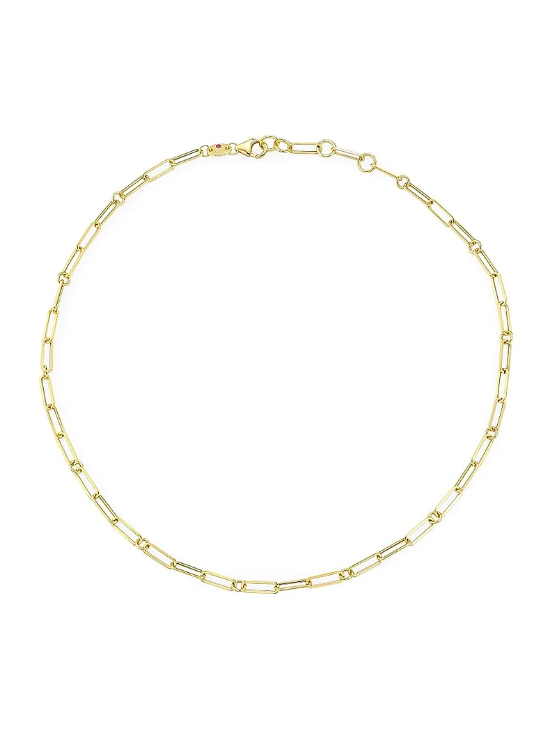 18K Yellow Gold Paper Clip Chain Necklace