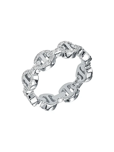 Heritage Dame Tri-Link 18K White Gold & Diamond Ring