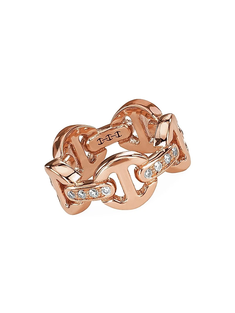 Dame Tri-Link 18K Rose Gold & Diamond Ring