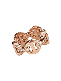 Dame Tri-Link 18K Rose Gold & Diamond Ring