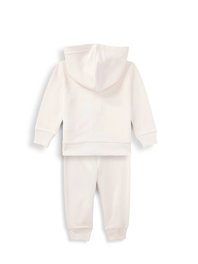 Baby Girl's 2-Piece Polo Bear Hoodie & Joggers Set