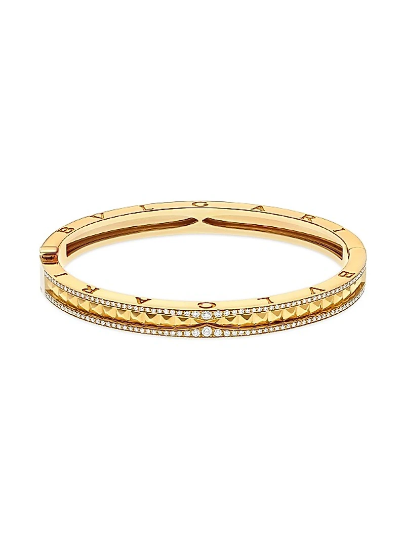 B.zero1 Rock 18K Yellow Gold & Diamond Hinged Bangle Bracelet