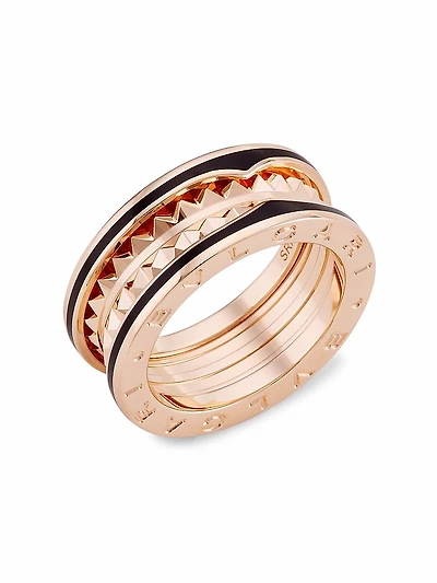 B.zero1 Rock 18K Rose Gold & Black Ceramic 2-Band Ring